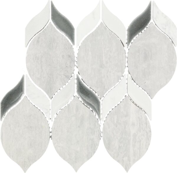 8.25" x 10.38" Fonte Heather Hrb Bld Mosaic Natural Stone Tile Rectangle Double Leaf Mix - Image 3