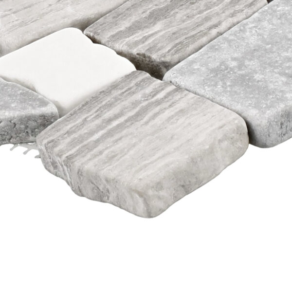 12" x 12" Raine Cumulus Grey Bld Mosaic Natural Stone Tile Rectangle River Pebble Tumbled - Image 2