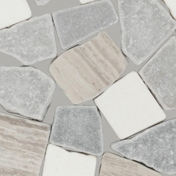 12" x 12" Raine Cumulus Grey Bld Mosaic Natural Stone Tile Rectangle River Pebble Tumbled - Image 3