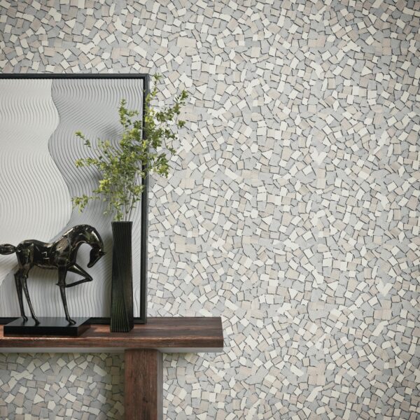 12" x 12" Raine Cumulus Grey Bld Mosaic Natural Stone Tile Rectangle River Pebble Tumbled - Image 4
