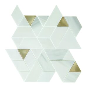 14" x 14" Pietra Divina Calacatta Dolomiti Gray Blend Mosaic Natural Stone Tile Square Spectrum Polished