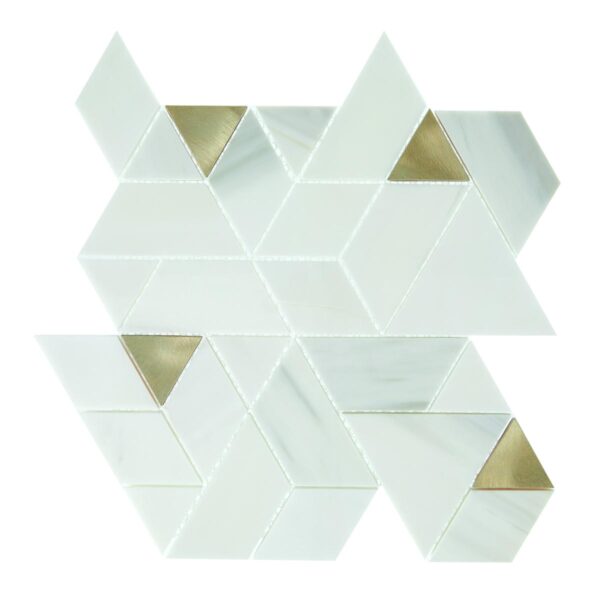 14" x 14" Pietra Divina Calacatta Dolomiti Gray Blend Mosaic Natural Stone Tile Square Spectrum Polished