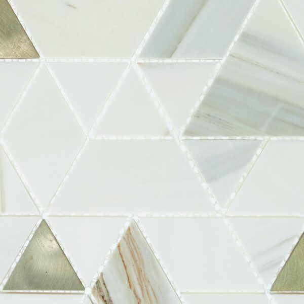14" x 14" Pietra Divina Calacatta Dolomiti Gray Blend Mosaic Natural Stone Tile Square Spectrum Polished - Image 5