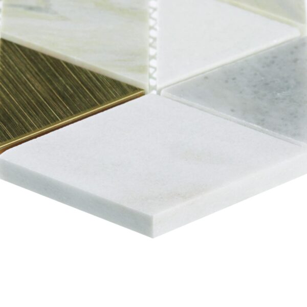14" x 14" Pietra Divina Namaste Gold Blend Mosaic Natural Stone Tile Square Spectrum Polished - Image 2