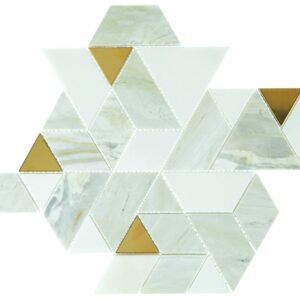 14" x 14" Pietra Divina Namaste Gold Blend Mosaic Natural Stone Tile Square Spectrum Polished