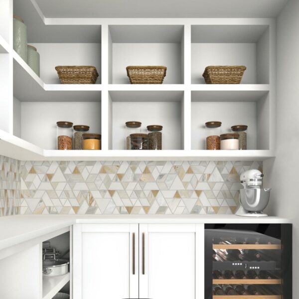 14" x 14" Pietra Divina Namaste Gold Blend Mosaic Natural Stone Tile Square Spectrum Polished - Image 5