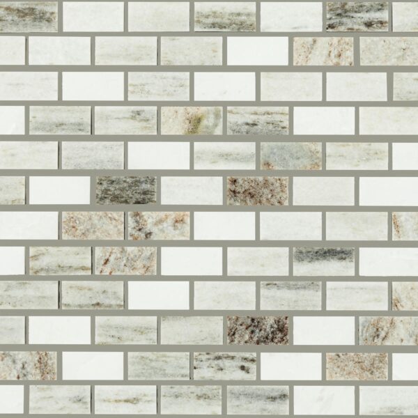 0.62" x 1" Decorative Accents Panaro Blend Mosaic Natural Stone Tile Square Brick Joint Polished