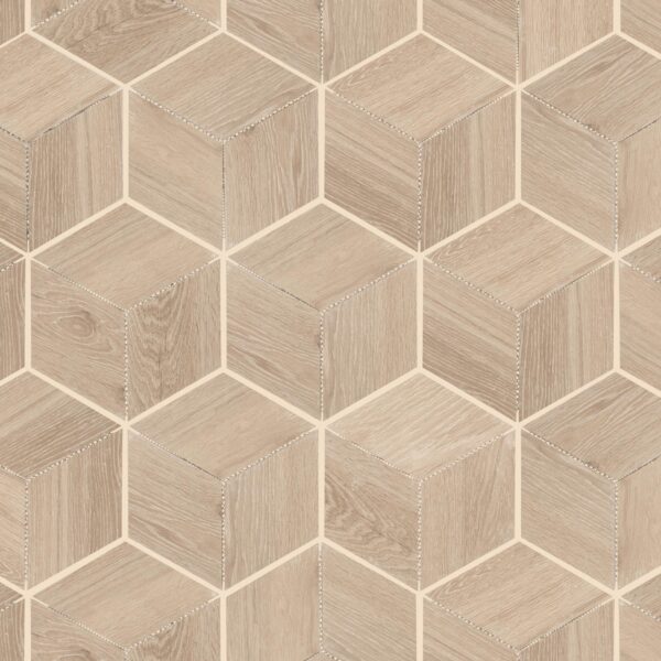 11.5" x 11.5" Emerson Wood Butter Pecan Mosaic Tile Rectangle 3D Cube Matte