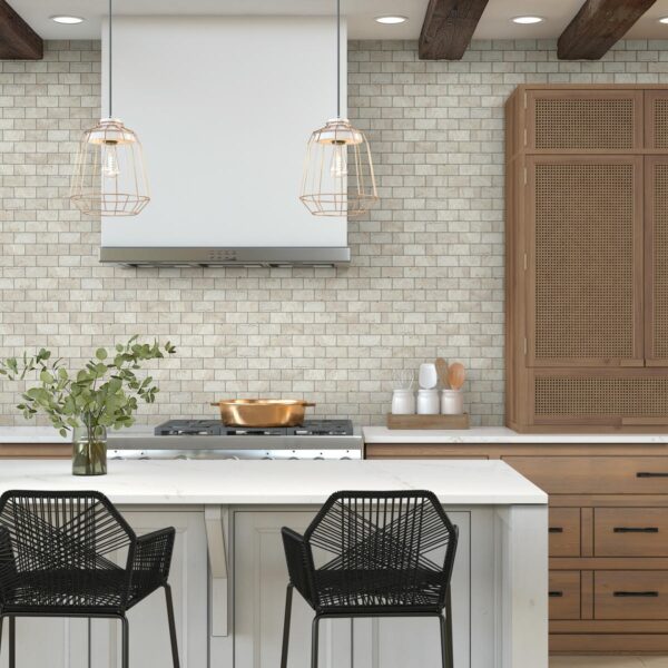2" x 4" Esta Villa Garden White Mosaic Tile Rectangle Brick Joint Matte - Image 4