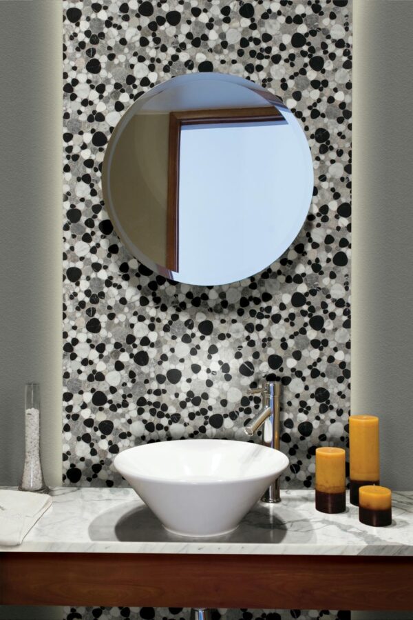 12" x 12" Fashion Accent Pebbles Black Mosaic Natural Stone Tile Square Pebble Mix - Image 2