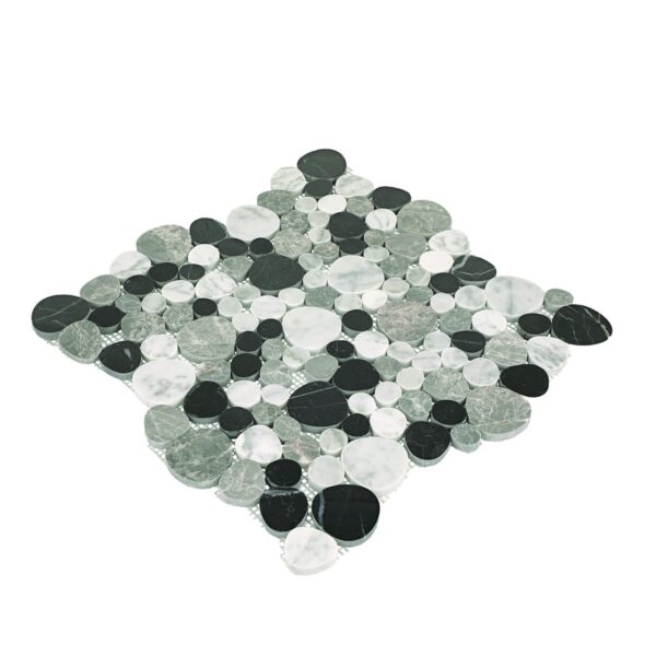 12" x 12" Fashion Accent Pebbles Black Mosaic Natural Stone Tile Square Pebble Mix - Image 3