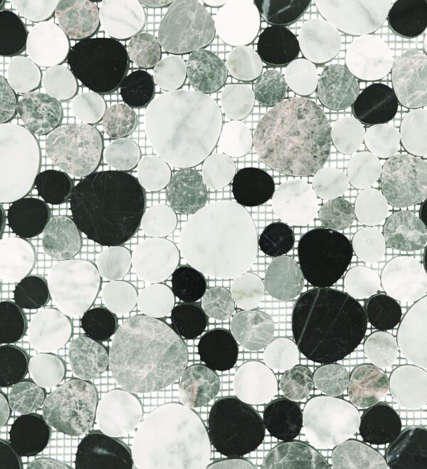 12" x 12" Fashion Accent Pebbles Black Mosaic Natural Stone Tile Square Pebble Mix - Image 8