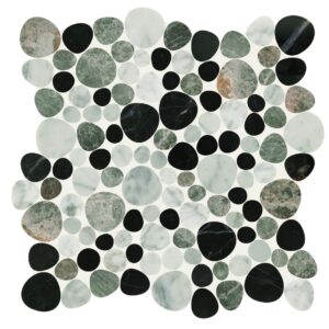 12" x 12" Fashion Accent Pebbles Black Mosaic Natural Stone Tile Square Pebble Mix