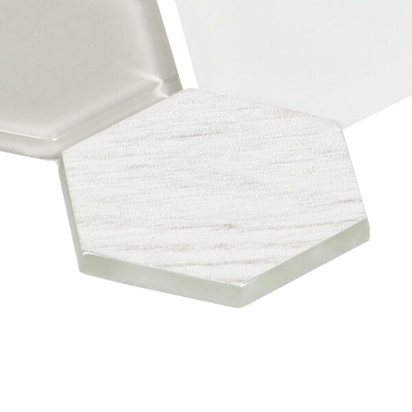11" x 11" Decorative Accents Tranquil Snow Mosaic Tile Rectangle Hexagon Mixed - Image 3
