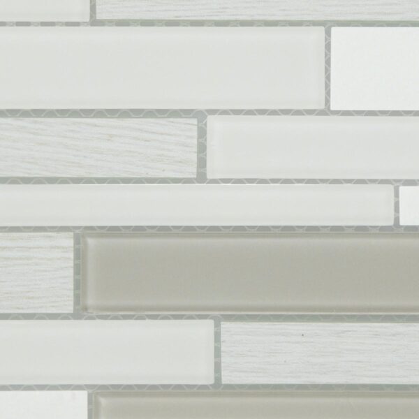 12" x 14" Idyllic Blends Tranquil Snow Mosaic Tile Rectangle Random Linear Mixed - Image 4