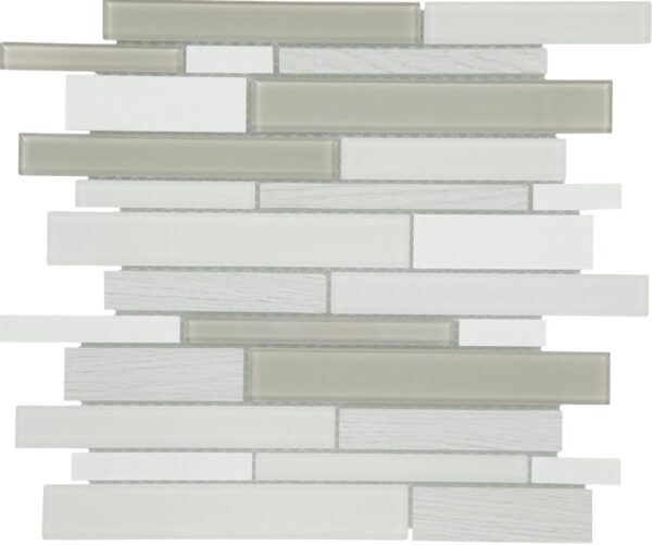 12" x 14" Idyllic Blends Tranquil Snow Mosaic Tile Rectangle Random Linear Mixed - Image 5