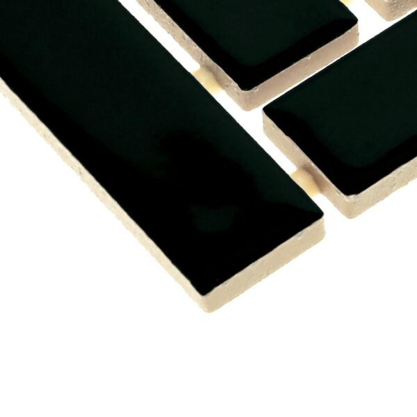 1" x 3" Color Wheel Mosaic Black Mosaic Tile Rectangle Herringbone Glossy - Image 3