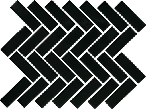 1" x 3" Color Wheel Mosaic Black Mosaic Tile Rectangle Herringbone Glossy