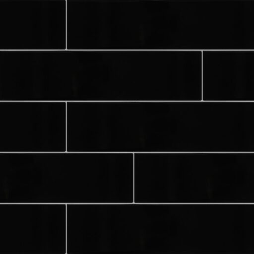 4" x 16" Color Wheel Linear Black Wall Tile Rectangle Glossy