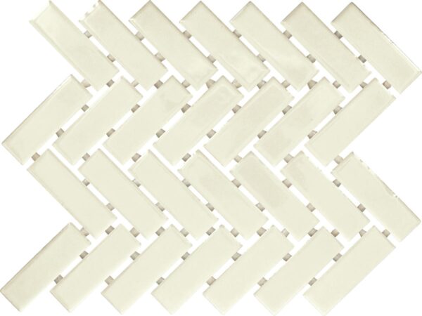 1" x 3" Color Wheel Mosaic Biscuit Mosaic Tile Rectangle Herringbone Glossy - Image 2