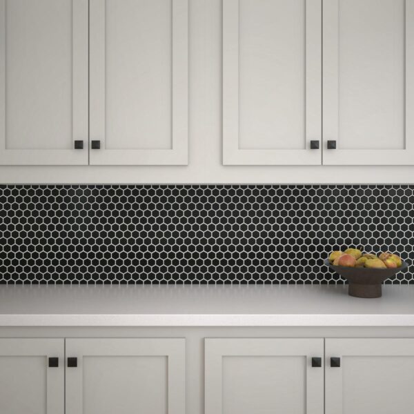 1.5" x 1.5" Color Wheel Mosaic Matte Black Mosaic Tile Rectangle Hexagon Matte - Image 2