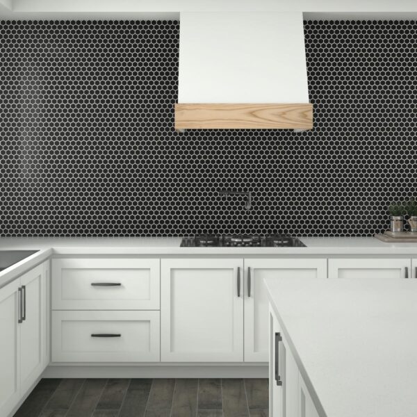 1.5" x 1.5" Color Wheel Mosaic Matte Black Mosaic Tile Rectangle Hexagon Matte - Image 3