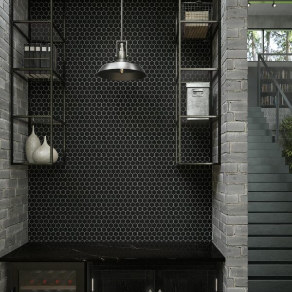 1.5" x 1.5" Color Wheel Mosaic Matte Black Mosaic Tile Rectangle Hexagon Matte - Image 7