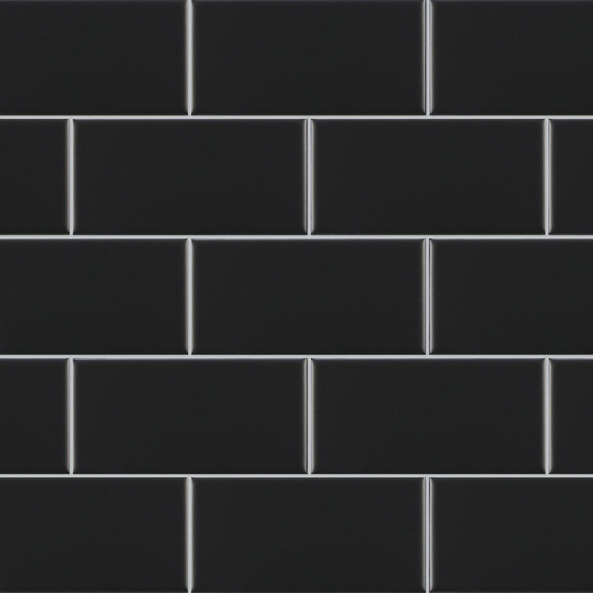3" x 6" Color Wheel Classic Matte Black Wall Tile Rectangle Matte