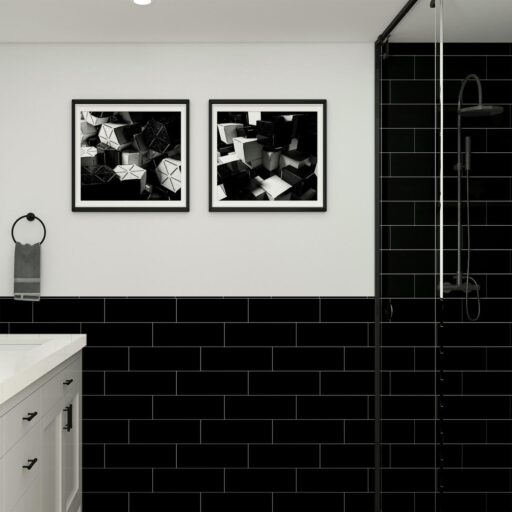 6" x 18" Color Wheel Linear Matte Black Wall Tile Rectangle Matte