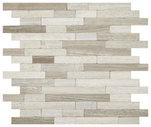 12" x 12" Minute Mosaix Chenille White Mosaic Natural Stone Tile Square Random Linear Mix