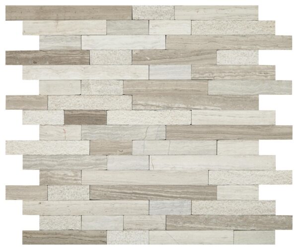 12" x 12" Minute Mosaix Chenille White Mosaic Natural Stone Tile Square Random Linear Mix