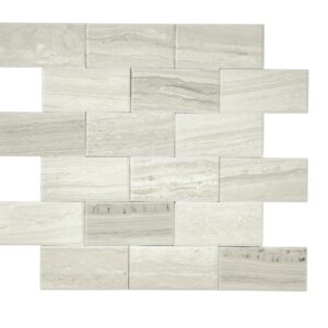 11" x 11" SimplyStick Mosaix Chenille white and glass Blend Mosaic Natural Stone Tile Rectangle Brick Joint Mix
