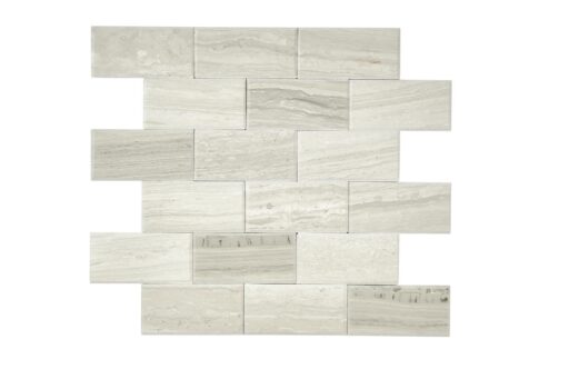 11" x 11" SimplyStick Mosaix Chenille white and glass Blend Mosaic Natural Stone Tile Rectangle Brick Joint Mix