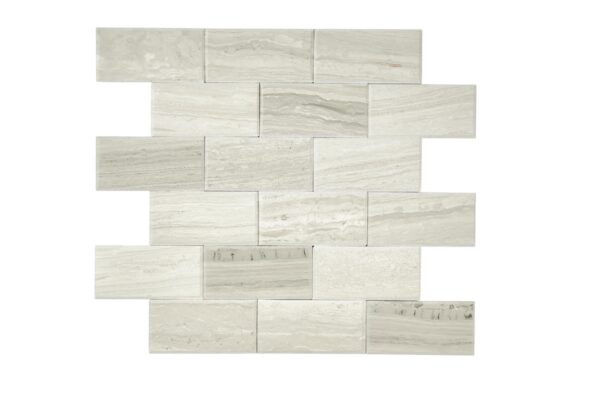 11" x 11" SimplyStick Mosaix Chenille White Mosaic Natural Stone Tile Rectangle Brick Joint Honed - Image 4