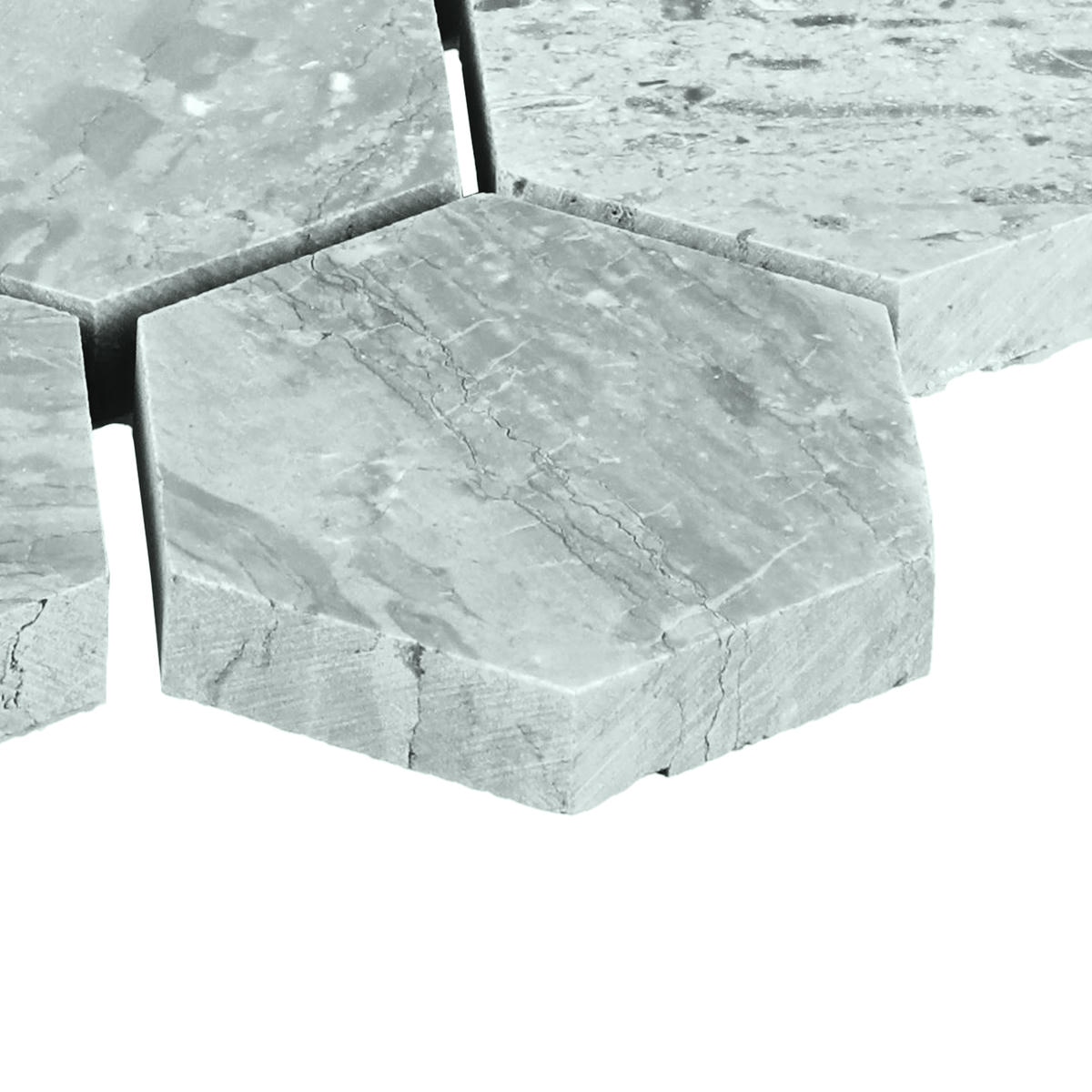 11.88" x 2" Fonte Heather Harbor Mosaic Natural Stone Tile Rectangle Hexagon Honed - Image 3