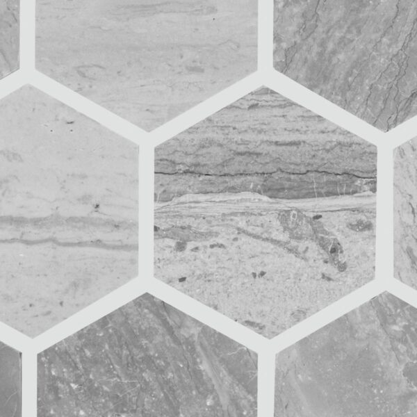 11.88" x 2" Fonte Heather Harbor Mosaic Natural Stone Tile Rectangle Hexagon Honed - Image 4