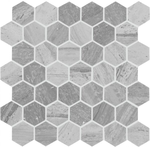 11.88" x 2" Fonte Heather Harbor Mosaic Natural Stone Tile Rectangle Hexagon Honed - Image 5