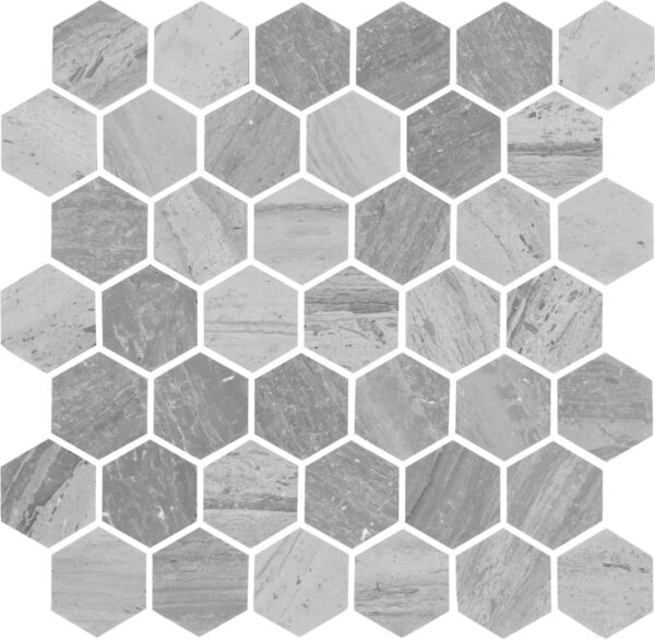 11.88" x 2" Fonte Heather Harbor Mosaic Natural Stone Tile Rectangle Hexagon Honed - Image 6