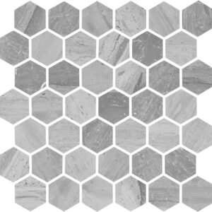 11.88" x 2" Fonte Heather Harbor Mosaic Natural Stone Tile Rectangle Hexagon Honed