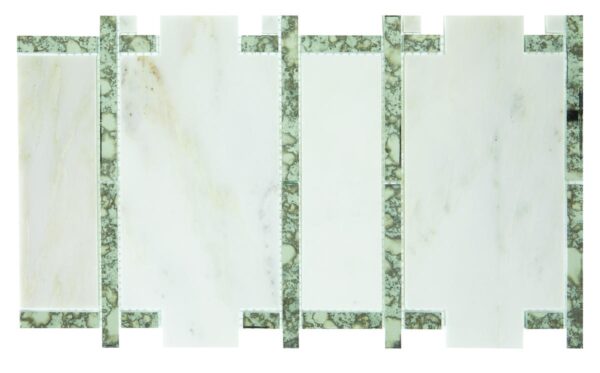 9" x 15" Lavaliere First Snow Elegance/Ant Mirror Mosaic Natural Stone Tile Rectangle Architectural Reflections Polished