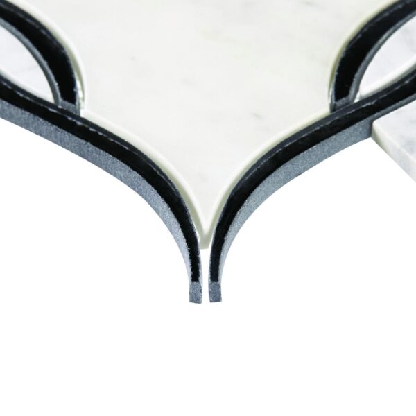 14.4" x 11.6" Lavaliere Carrara White/Black Ant Mirror Mosaic Natural Stone Tile Rectangle Intertwining Arabesque Polished - Image 4