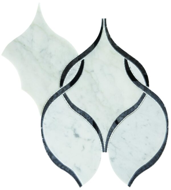 14.4" x 11.6" Lavaliere Carrara White/Black Ant Mirror Mosaic Natural Stone Tile Rectangle Intertwining Arabesque Polished - Image 6
