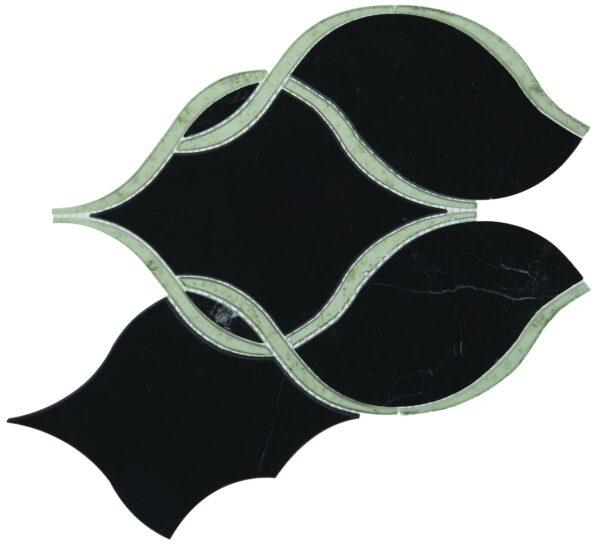 14.4" x 11.6" Lavaliere Nero Marquina /Antique Mirror Mosaic Natural Stone Tile Rectangle Intertwining Arabesque Polished - Image 4