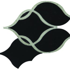 14.4" x 11.6" Lavaliere Nero Marquina /Antique Mirror Mosaic Natural Stone Tile Rectangle Intertwining Arabesque Polished