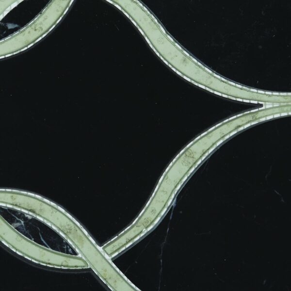 14.4" x 11.6" Lavaliere Nero Marquina /Antique Mirror Mosaic Natural Stone Tile Rectangle Intertwining Arabesque Polished - Image 6