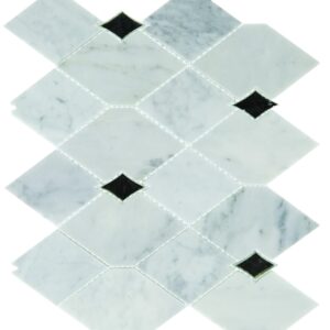 9.02" x 10.98" Lavaliere Carrara White/Antique Mirror Mosaic Natural Stone Tile Rectangle Harlequin Polished