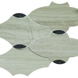 13.35" x 10.4" Lavaliere Chenille White/Blk Ant Mirror Mosaic Natural Stone Tile Rectangle Romantique Honed