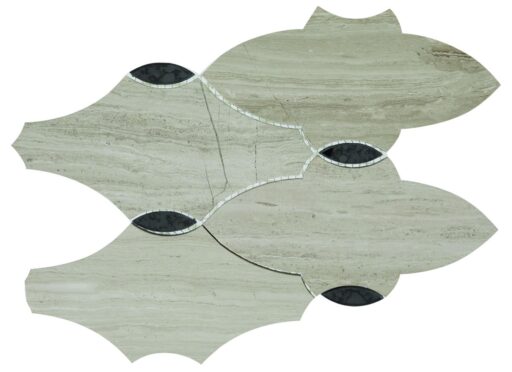 13.35" x 10.4" Lavaliere Chenille White/Blk Ant Mirror Mosaic Natural Stone Tile Rectangle Romantique Honed