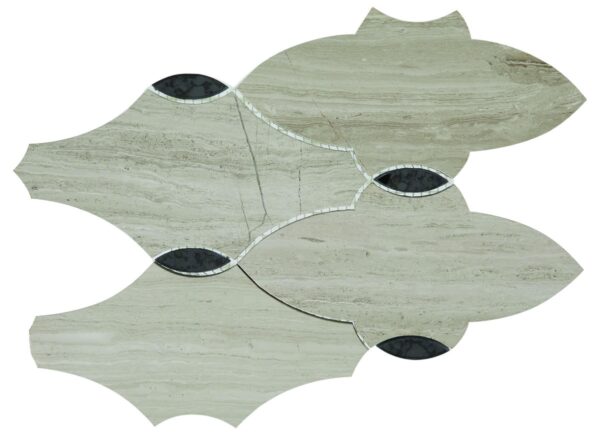 13.35" x 10.4" Lavaliere Chenille White/Blk Ant Mirror Mosaic Natural Stone Tile Rectangle Romantique Honed