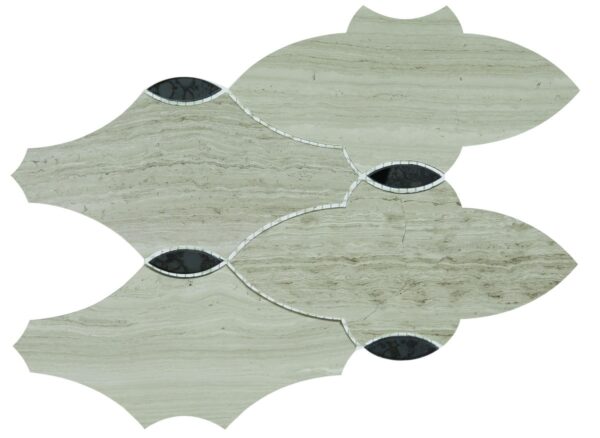 13.35" x 10.4" Lavaliere Chenille White/Blk Ant Mirror Mosaic Natural Stone Tile Rectangle Romantique Honed - Image 6